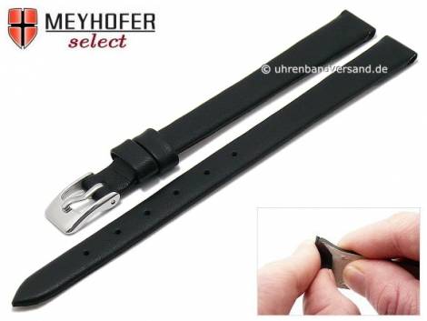 Watch strap XL -Southampton- 10mm clip lug attachment black leather smooth matt by MEYHOFER (width of buckle 08 mm) - Bild vergr��ern 