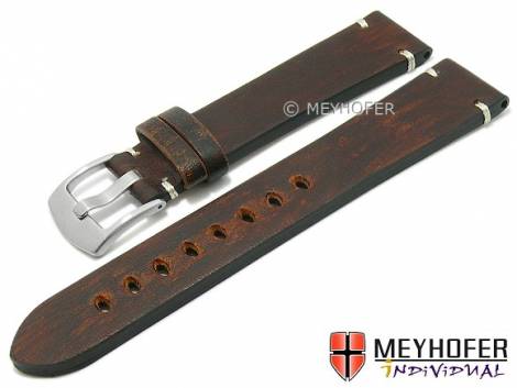 Watch strap -Aspen- 24mm dark brown leather vintage look by MEYHOFER (width of buckle 22 mm) - Bild vergr��ern 