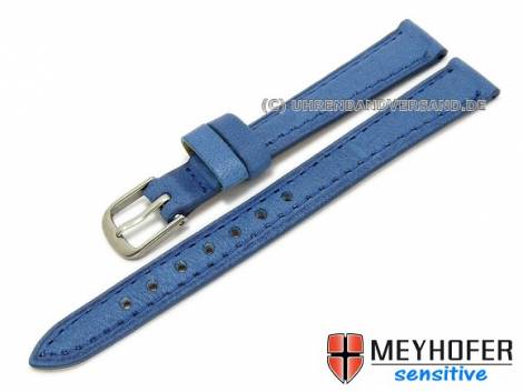 Watch band -Alvesta- 14mm blue grained genuine calf leather by MEYHOFER (width of buckle 12 mm) - Bild vergr��ern 