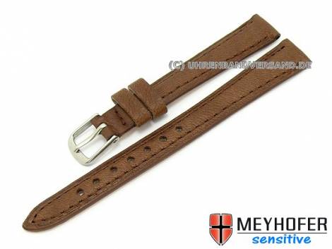 Watch band -Alvesta- 14mm brown grained genuine calf leather by MEYHOFER (width of buckle 12 mm) - Bild vergr��ern 