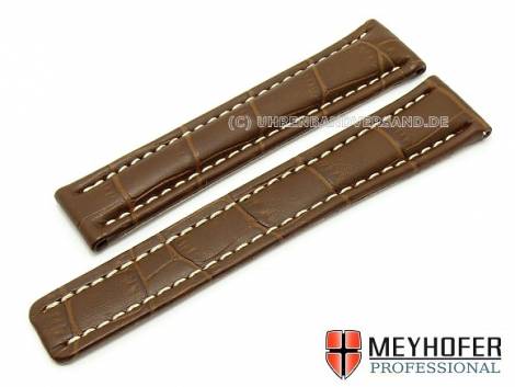 Watch band -Lagos- 20mm dark brown alligator grain for Breitling MEYHOFER (width of buckle 18 mm) - Bild vergr��ern 