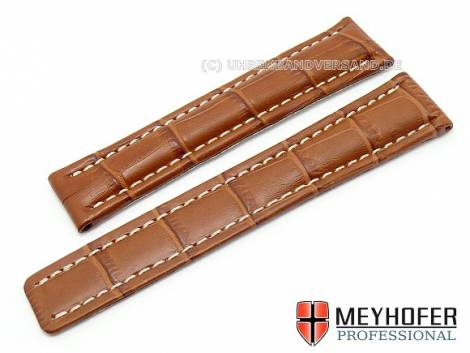 Watch band -Lagos- 20mm light brown alligator grain for Breitling MEYHOFER (width of buckle 18 mm) - Bild vergr��ern 