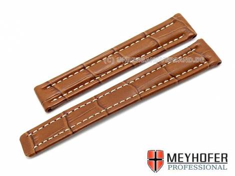 Watch band -Lagos- 15mm light brown alligator grain for Breitling MEYHOFER (width of buckle 14 mm) - Bild vergr��ern 
