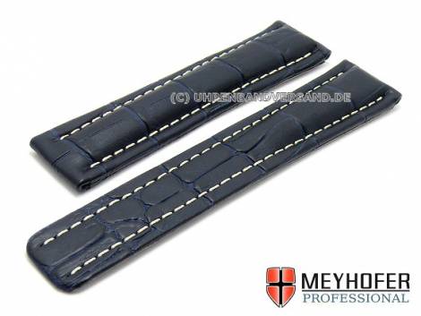 Watch band -Lagos- 24mm dark blue alligator grain for Breitling MEYHOFER (width of buckle 20 mm) - Bild vergr��ern 