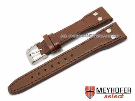 Watch band -Paterna- 18mm dark brown aviator look stitched by MEYHOFER (width of buckle 14 mm) - Bild vergrern 