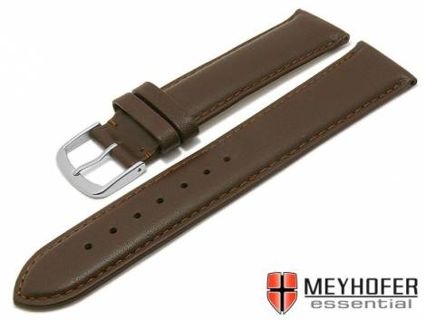 Watch strap -Naperville- 21mm dark brown leather smooth matt stitched by MEYHOFER (width of buckle 20 mm) - Bild vergr��ern 