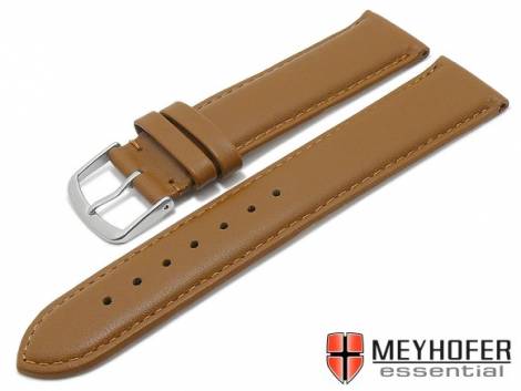 Watch strap -Naperville- 21mm light brown leather smooth matt stitched by MEYHOFER (width of buckle 20 mm) - Bild vergr��ern 