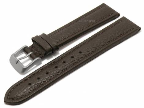 Watch strap -Almeria- 20mm dark brown leather titanium buckle grained stitched by MEYHOFER (width of buckle 18 mm) - Bild vergrern 