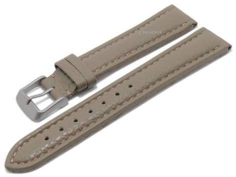 Watch strap -Almeria- 20mm taupe leather titanium buckle grained stitched by MEYHOFER (width of buckle 18 mm) - Bild vergr��ern 