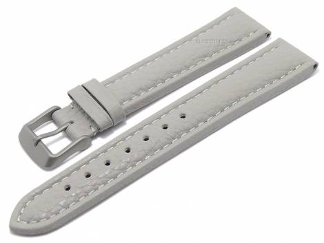 Watch strap -Almeria- 24mm light grey leather titanium buckle grained stitched by MEYHOFER (width of buckle 22 mm) - Bild vergrern 