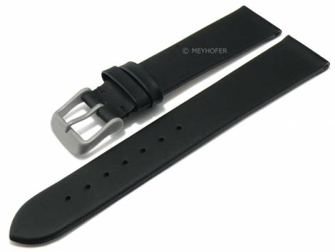 Watch strap -Segovia- 17mm black leather titanium buckle smooth matt by MEYHOFER (width of buckle 16 mm) - Bild vergr��ern 