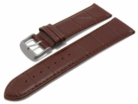 Watch strap -Barajas- 26mm dark brown leather titanium buckle alligator grain by MEYHOFER (width of buckle 24 mm) - Bild vergr��ern 