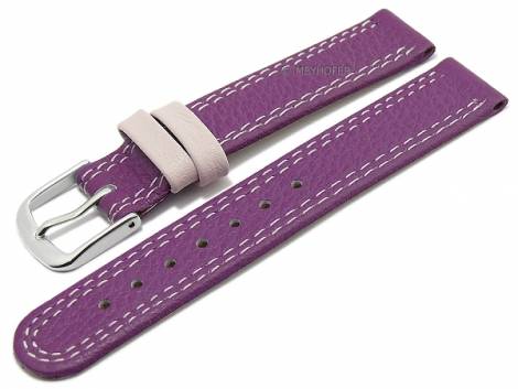 Basic watch strap XS -Youngstown- 14mm violet/pink leather smooth double stitching by MEYHOFER (width of buckle 14 mm) - Bild vergr��ern 