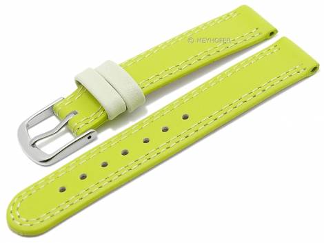 Basic watch strap XS -Youngstown- 16mm light green/cream leather double stitching by MEYHOFER (width of buckle 16 mm) - Bild vergr��ern 