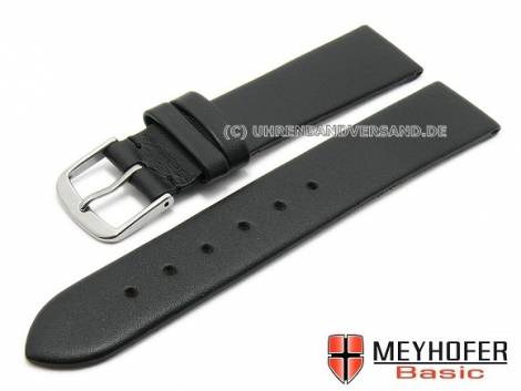 MEYHOFER Basic watch strap XS -Tallinn- 16mm black leather smooth matt (width of buckle 14 mm) - Bild vergr��ern 