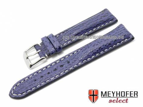 Watch strap -Tripolis- 18mm dark blue genuine shark light stitching MEYHOFER (width of buckle 16 mm) - Bild vergr��ern 