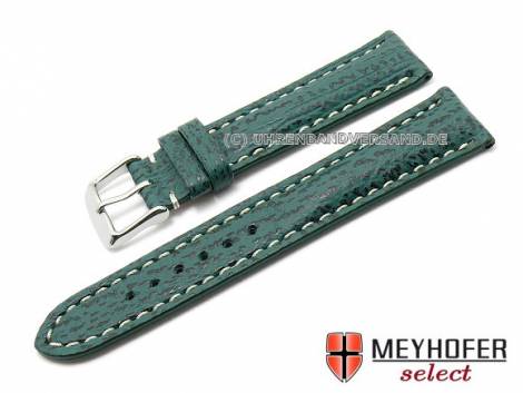 Watch strap -Tripolis- 18mm green genuine shark light stitching by MEYHOFER (width of buckle 16 mm) - Bild vergr��ern 