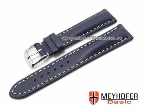 Watch strap -Hardenberg- 18mm d. blue calf leather light stitching MEYHOFER (width of buckle 16 mm) - Bild vergr��ern 