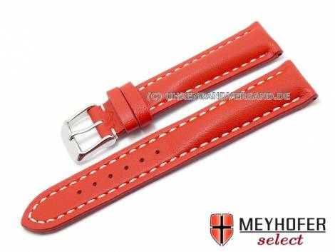 Watch strap -Hardenberg- 18mm red calf leather light stitching MEYHOFER (width of buckle 16 mm) - Bild vergr��ern 