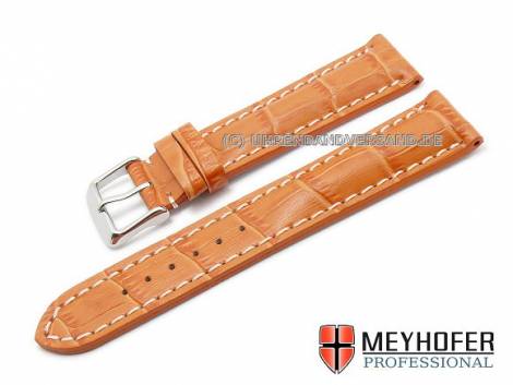 Watch strap -Nairobi- 22mm orange calf�s leather alligator grain by MEYHOFER (width of buckle 20 mm) - Bild vergr��ern 