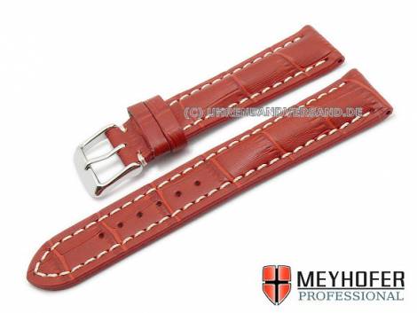 Watch strap -Nairobi- 20mm red calf�s leather alligator grain by MEYHOFER (width of buckle 18 mm) - Bild vergr��ern 