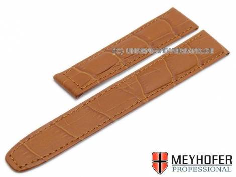 Watch strap -Limera- 18mm light brown leather alligator grain for Cartier clasp by MEYHOFER - Bild vergr��ern 