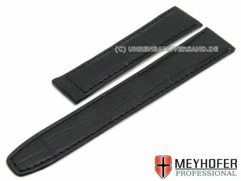 Watch strap -Limera- 18mm black leather alligator grain for Cartier clasp by MEYHOFER - Bild vergr��ern 