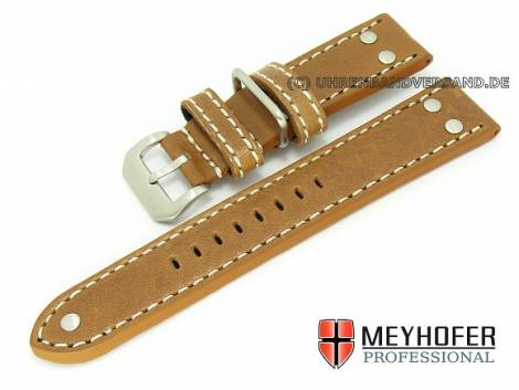 Watch band -Eindhoven- 24mm light brown Aviator style smooth from MEYHOFER (width of buckle 22 mm) - Bild vergrern 