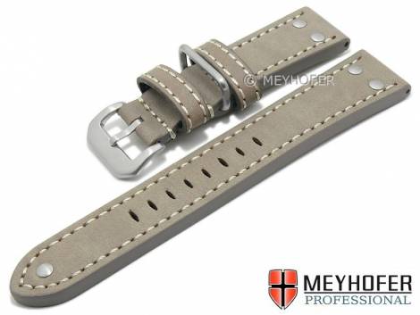 Watch band -Eindhoven- 22mm light grey Aviator style smooth from MEYHOFER (width of buckle 20 mm) - Bild vergrern 