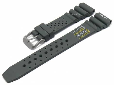 Watch strap -Wilhelmshaven- 18mm dark grey silicone titanium buckle diver strap by MEYHOFER (width of buckle 18 mm) - Bild vergrern 