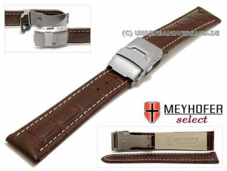 Watch strap -Bolea- 22mm dark brown alligator grain light stitching titanium clasp by MEYHOFER (width of clasp 20 mm) - Bild vergr��ern 