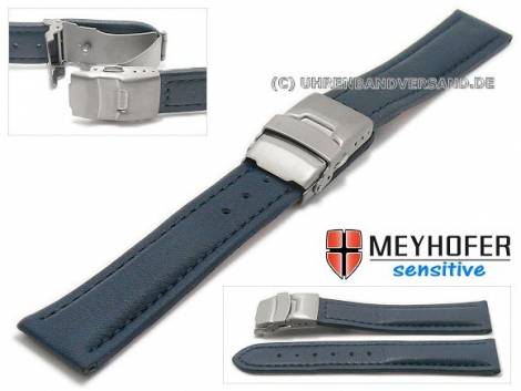 Watch strap -Stralsund- 18mm dark blue titanium clasp grained stitched by MEYHOFER (width of clasp 18 mm) - Bild vergr��ern 