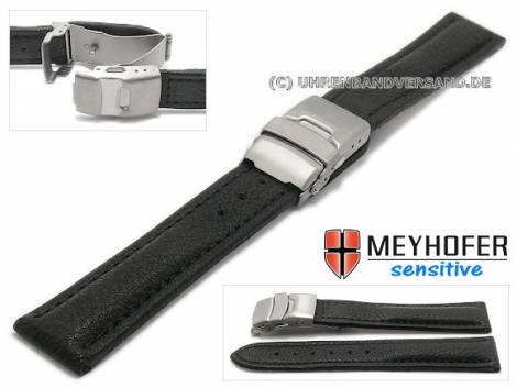 Watch strap -Stralsund- 24mm black titanium clasp grained stitched by MEYHOFER (width of clasp 22 mm) - Bild vergr��ern 