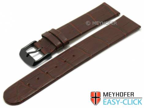 Watch strap Meyhofer EASY-CLICK -Skeena- 20mm dark brown leather allig. grain without stitching (width of buckle 20 mm) - Bild vergrern 