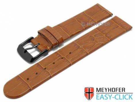 Watch strap Meyhofer EASY-CLICK -Skeena- 18mm light brown leather allig. grain without stitching (width of buckle 18 mm) - Bild vergr��ern 