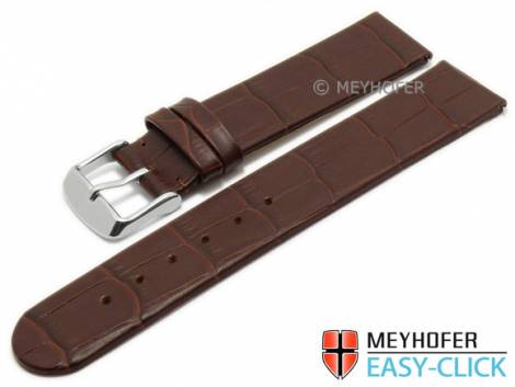 Watch strap Meyhofer EASY-CLICK -Slocan- 22mm dark brown leather allig. grain without stitching (width of buckle 22 mm) - Bild vergr��ern 