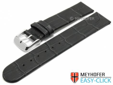 Watch strap Meyhofer EASY-CLICK -Slocan- 18mm dark grey leather alligator grain without stitched (width of buckle 18 mm) - Bild vergr��ern 