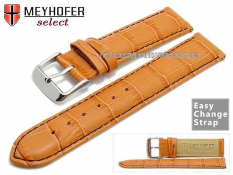 Watch band Meyhofer EASY-CLICK -Marseille Special- 20mm orange allig. grain black stitching (width of buckle 20 mm) - Bild vergrern 