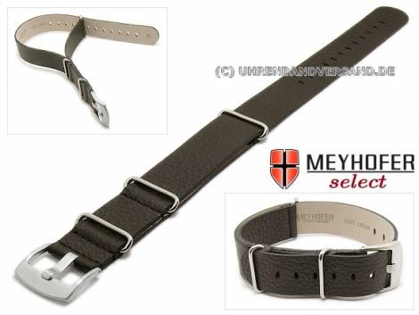 Watch strap -Herford- 18mm dark brown leather grained by MEYHOFER - Bild vergrern 