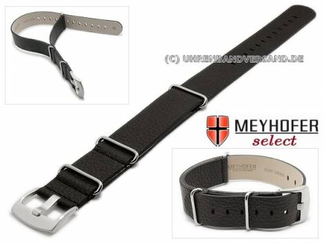 Watch strap -Herford- 22mm black leather grained by MEYHOFER - Bild vergrern 