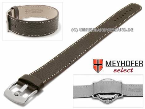 Watch strap -Oslo- 18mm dark brown leather grained light stitching by MEYHOFER - Bild vergr��ern 