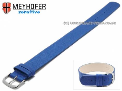 Watch strap -Bergen- 18mm blue leather grained by MEYHOFER - Bild vergrern 