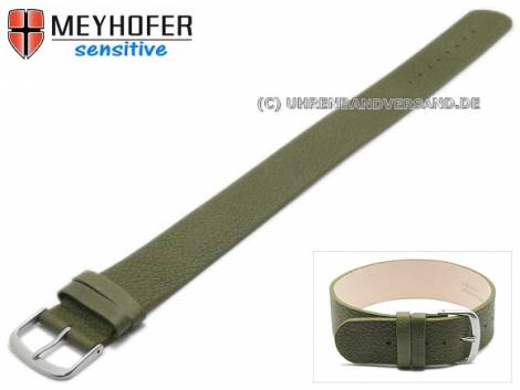 Watch strap -Bergen- 18mm oliv green leather grained by MEYHOFER - Bild vergrern 