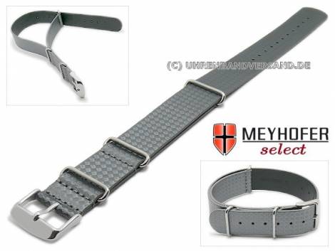 Watch strap -Hockenheim- 20mm grey leather carbon look NATO one-piece strap by MEYHOFER - Bild vergrern 