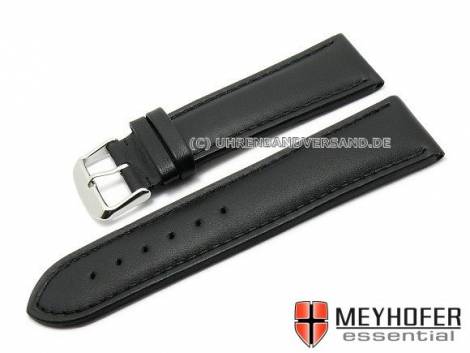 Watch strap XL -Narita- 28mm black leather smooth stitched by MEYHOFER (width of buckle 26 mm) - Bild vergr��ern 