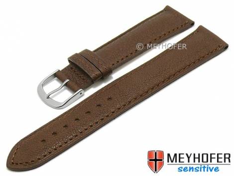 Watch band -Alvesta- 16mm dark brown grained genuine calf leather by MEYHOFER (width of buckle 14 mm) - Bild vergr��ern 