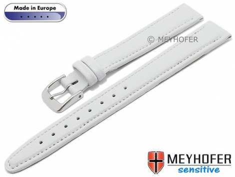 Watch strap -Kenwick- 14mm white synthetics VEGAN suede like stitched by MEYHOFER (width of buckle 12 mm) - Bild vergr��ern 