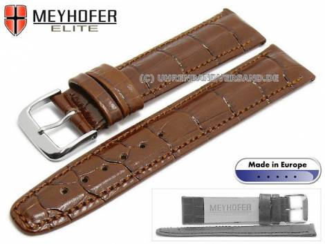 Watch strap -Weston- 24mm brown leather alligator grain stitched by MEYHOFER (width of buckle 20 mm) - Bild vergr��ern 