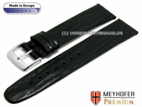 Watch strap -Lemberg- 17mm black leather grained silk matt by MEYHOFER (width of buckle 14 mm) - Bild vergrern 