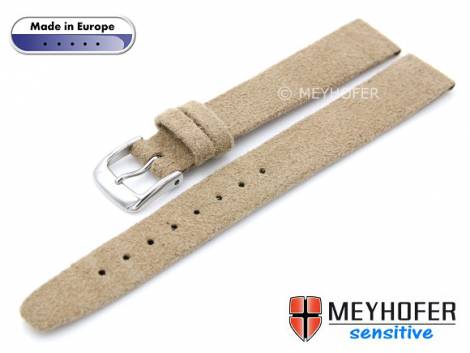 Watch strap -Licata- 14mm beige VEGAN Alcantara suede like by MEYHOFER (width of buckle 12 mm) - Bild vergr��ern 